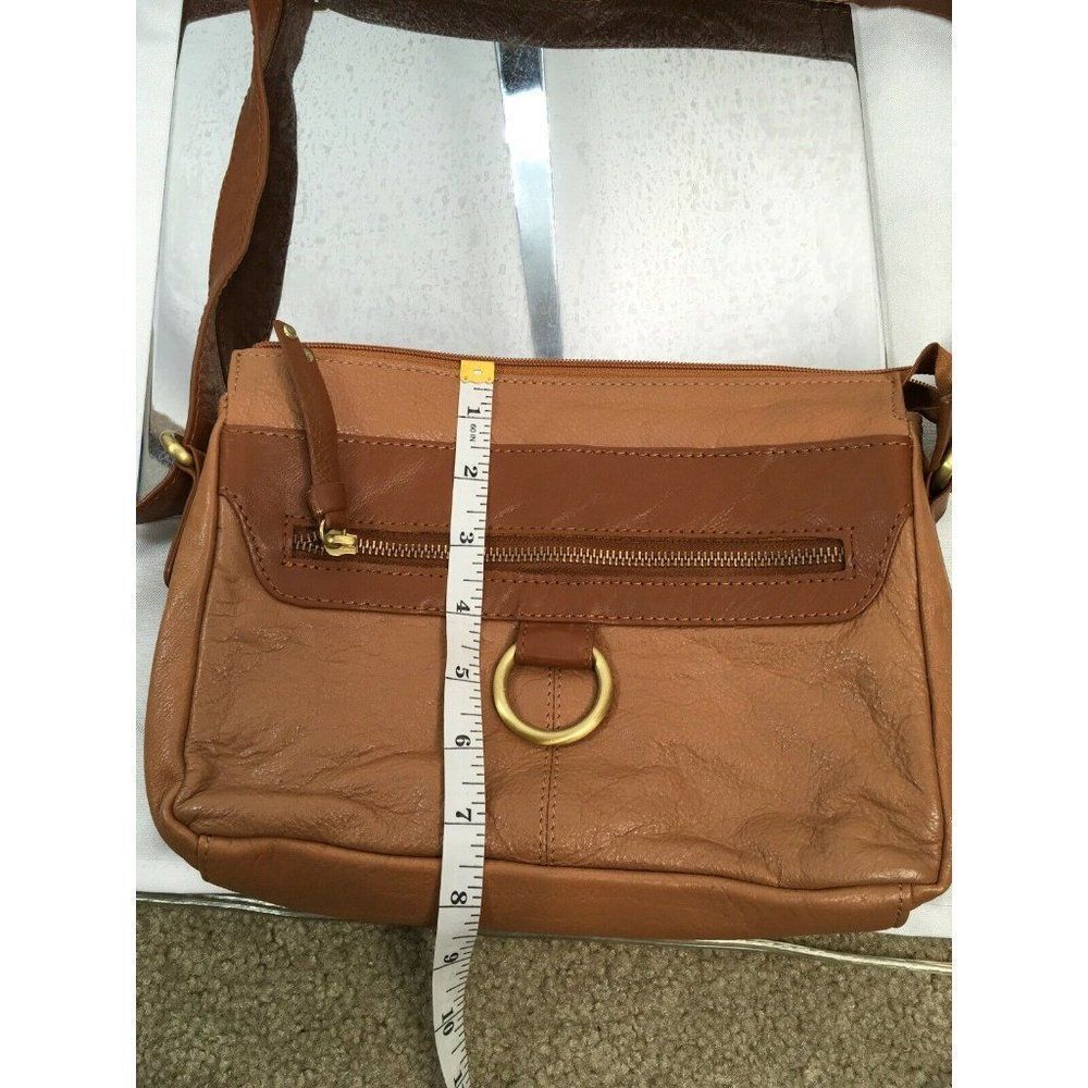 GREAT American Leather Works Crossbody Shoulder Bag Purse Handbag Tan Brown VGC - Picture 7 of 9